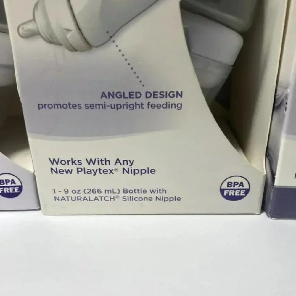 Playtex VentAire Bottom Vent Angled Baby Bottle 9oz NaturaLatch Silicone Nipple